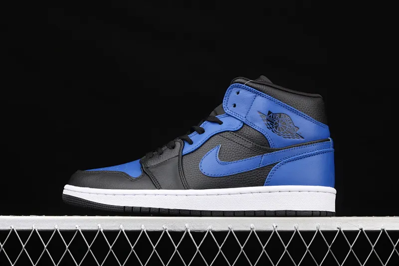 All categories Air Jordan Jordan series basketball shoes Air Jordan 1 Mid Air Jordan 1 Mid AJ1 Joe 1 black and blue China basketball shoes 554724-077